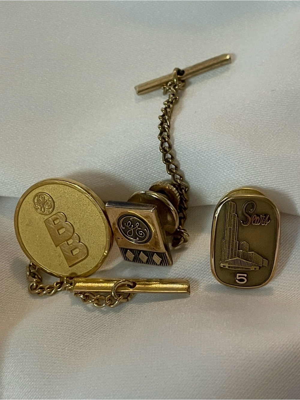 Vintage Sears and GE Gold Filled Tie Tack and Pin Lot- Gold